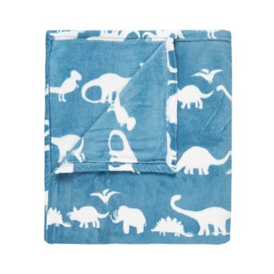 Turquoise dinosaur print fleece blanket